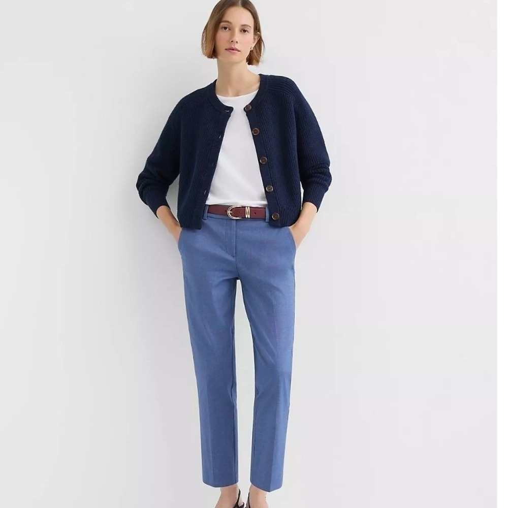 LOFT Riviera Slim Pants Womens 14 Blue Micro Texture Trousers 607294 SP23